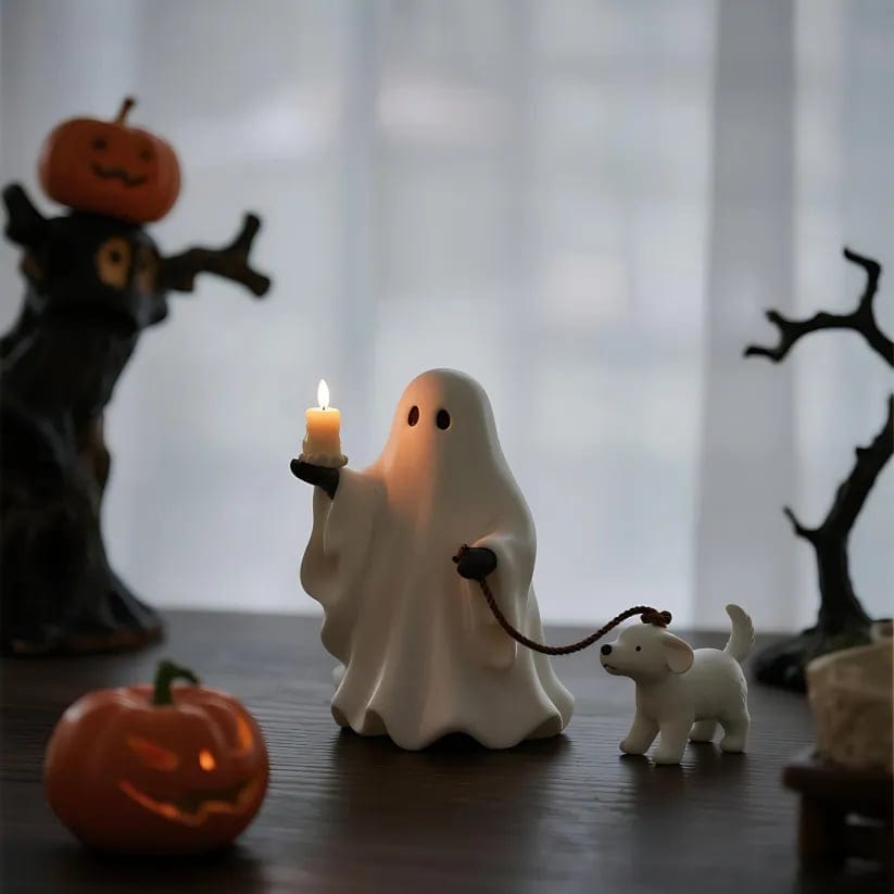 CZTICLE® Ghost & Pup Candle Holder | Whimsical Halloween Figurine