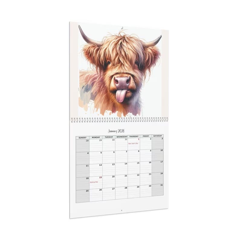 Cilifer®Highland Cow Calendar 2026 – Rustic Farmhouse Wall Art & Monthly Planner