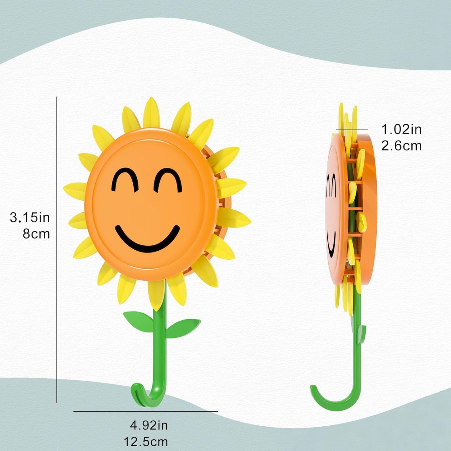 CZTICLE®Sunflower Wall Hook for Hanging 8.8Ib(Max). Retractable Flower Design. Strong Self-Adhesive Wall Hooks. Traceless & Waterproof. No-Nail Hangers for Bags. Towels – Home Decor. Bathroom. Kitchen