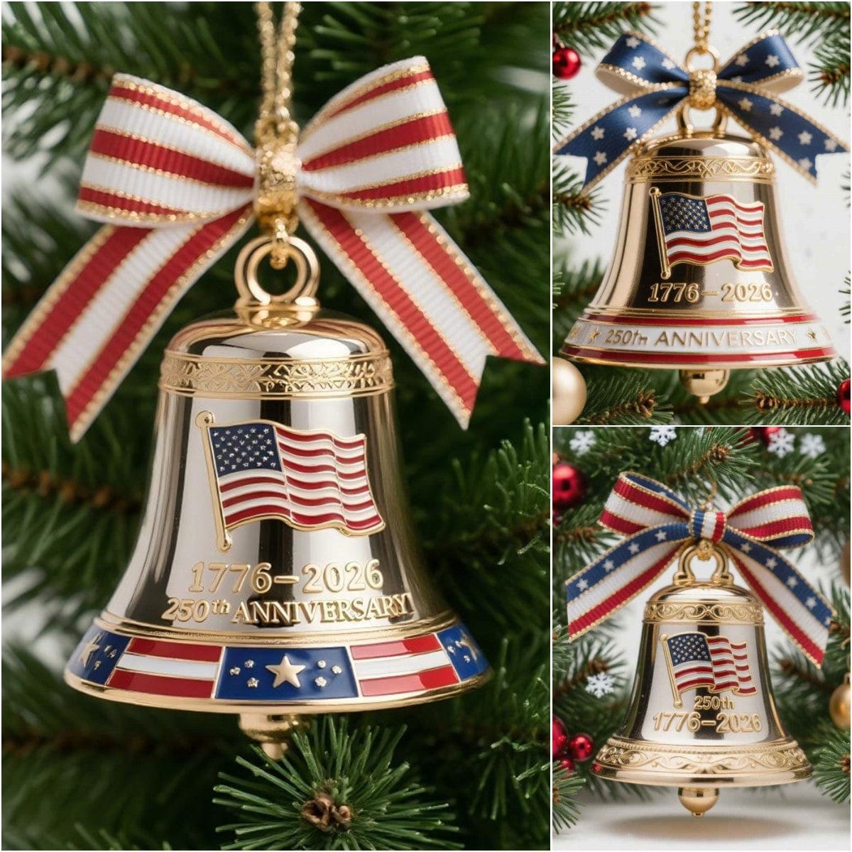 CZTICLE®USA 250th Anniversary Bell Ornaments