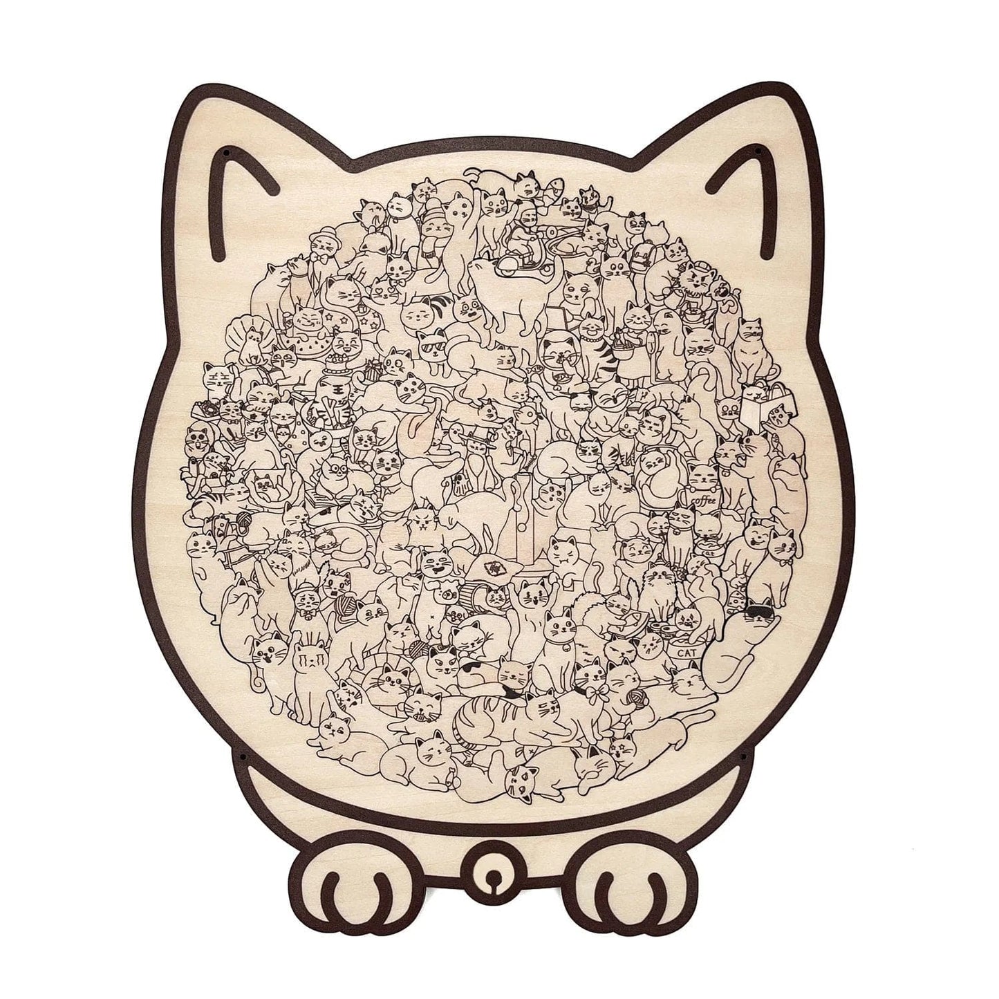 Cilifer®135-Piece Morandi-Colored Cat Shaped Wooden Jigsaw Puzzle