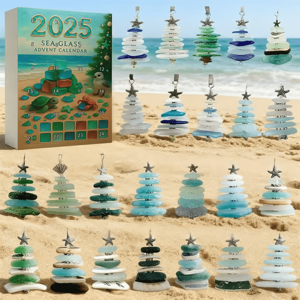 Cilifer®Sea Glass Christmas Tree Advent Calendar-2D Acrylic Christmas Tree Countdown Calendar