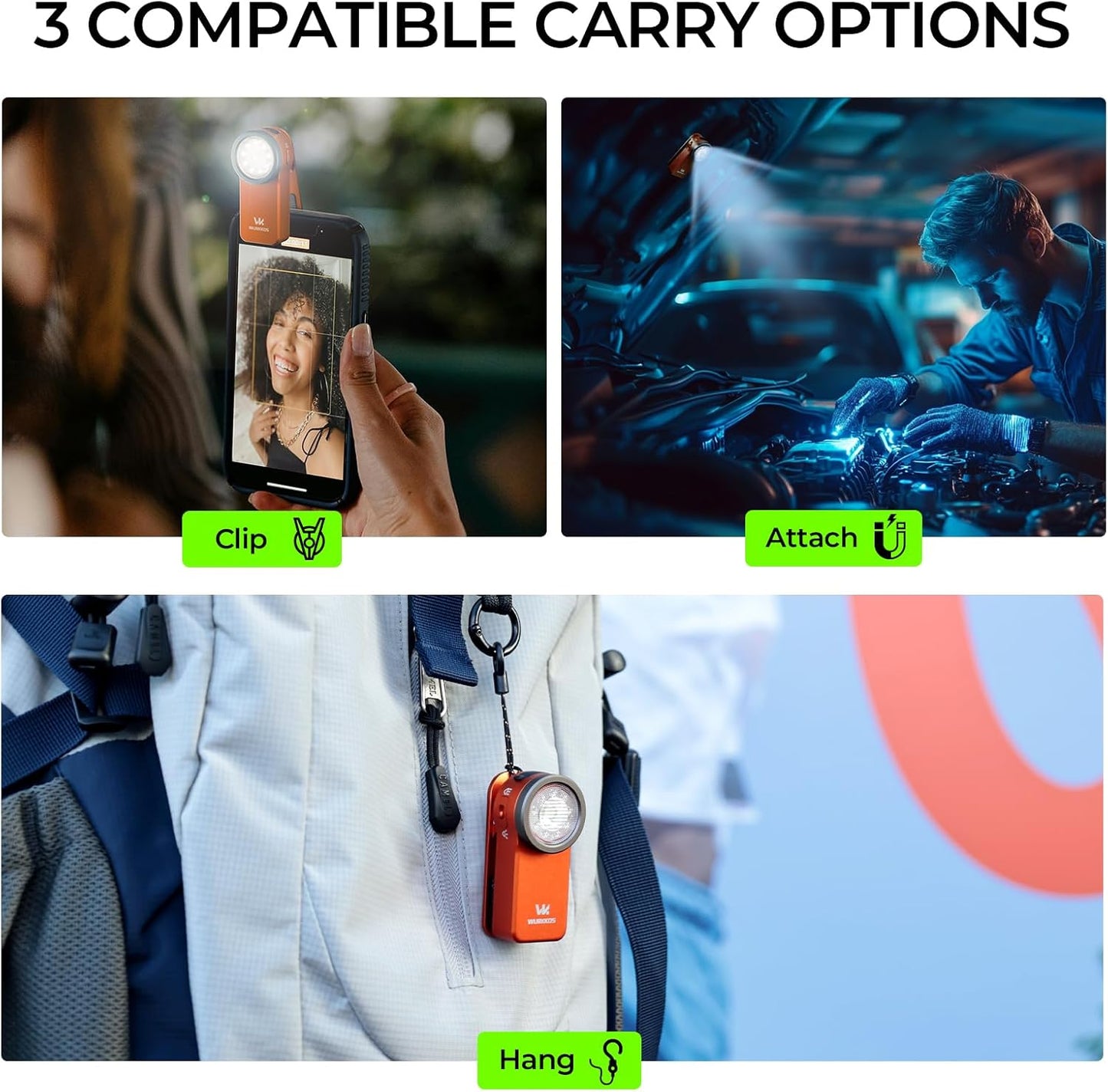 CZTICLE®680 lm Triple-Source Clip Flashlight