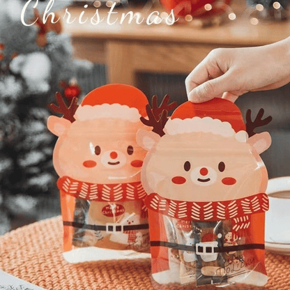 Cilifer®Christmas Treat Bags. Kids Xmas Sealable Bags With Handle 10 PCS