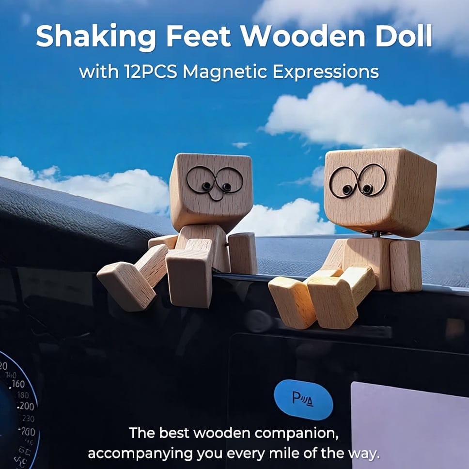 Cilifer®Charming Little Wooden Figure That Sways with 12PCS Magnetic Expressions