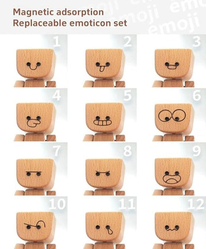 Cilifer®Charming Little Wooden Figure That Sways with 12PCS Magnetic Expressions