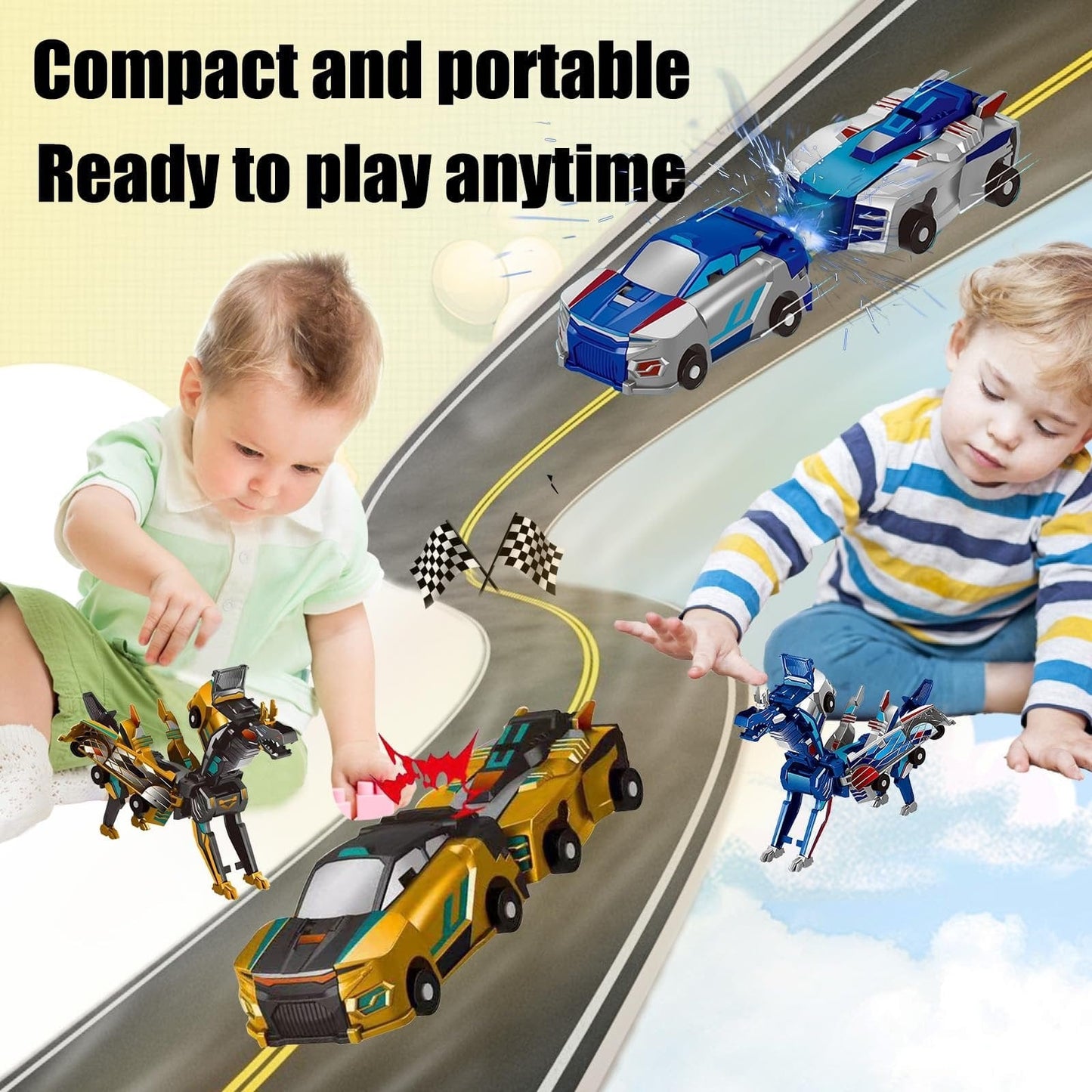 CZTICLE®🎁Children's Day Special✨ Collision Transforming Dinosaur Car Toy