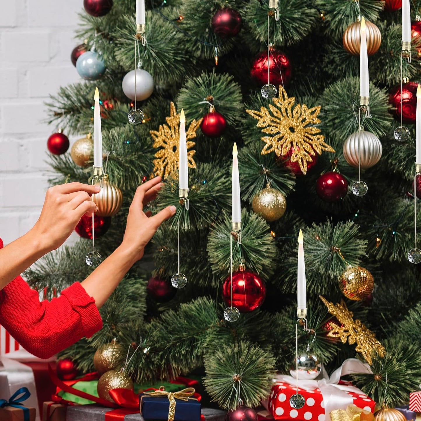 CZTICLE®🎄Christmas Tree Led Candles with Clear Crystal Ball Hook