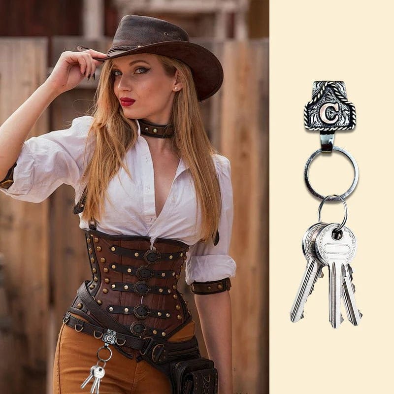 Cilifer®Handmade Cow Tag Belt  Key Holder with Custom Initial.