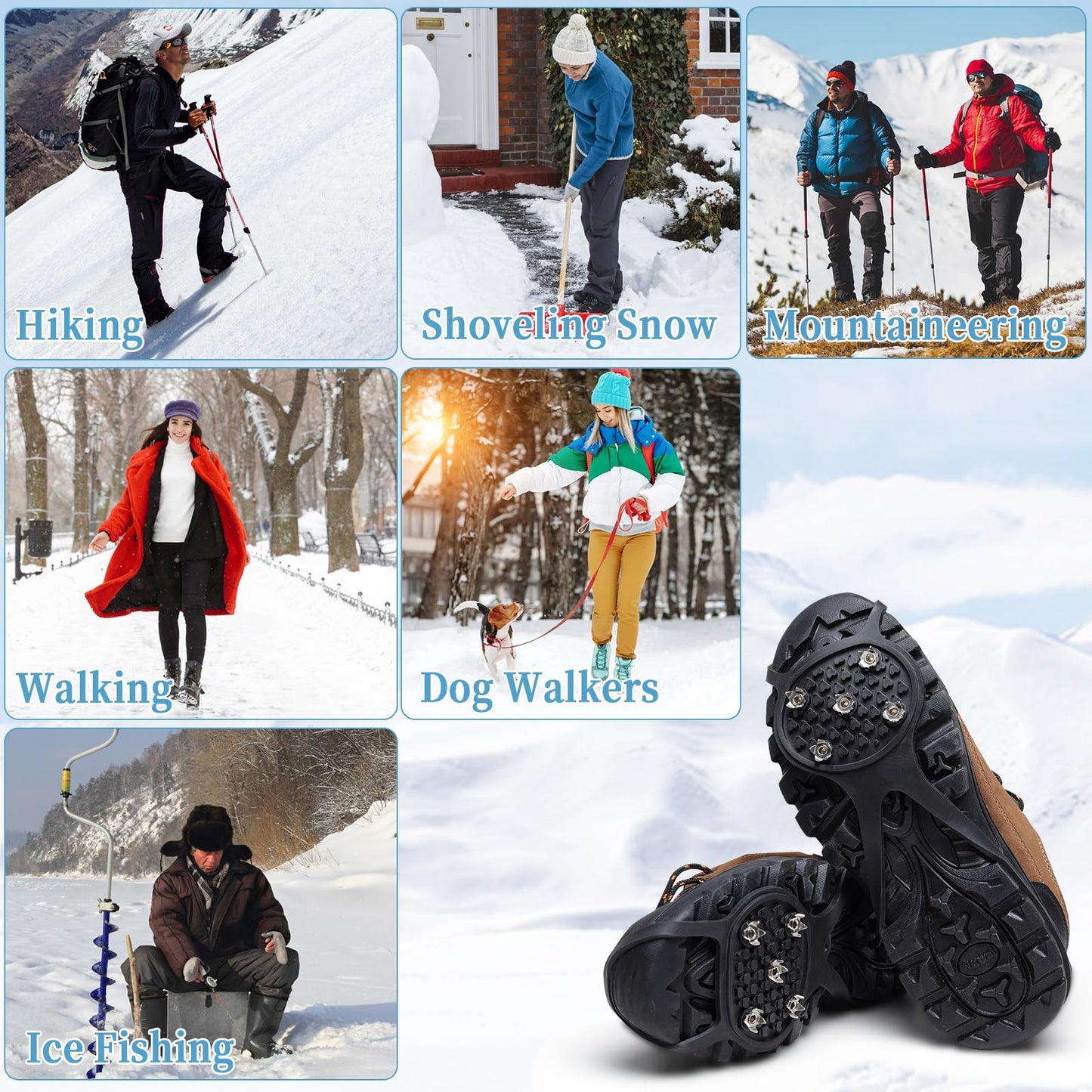 Cilifer®2 Pairs Ice Grippers Traction Cleats