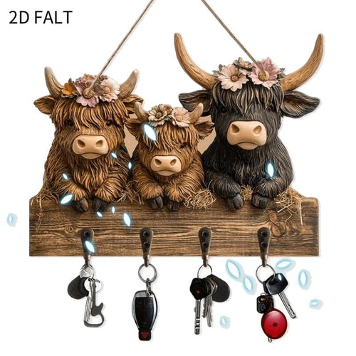 Cilifer®Rustic Highland Cow Wooden Hanging Ornament