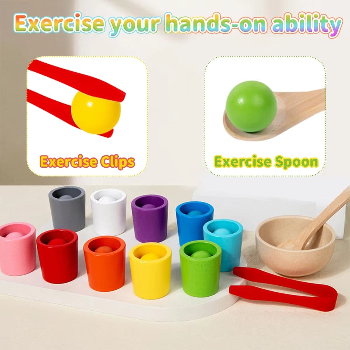 Cilifer®Rainbow Balls in Cups Toddler Toys - Safe Size & Non-toxic Materials