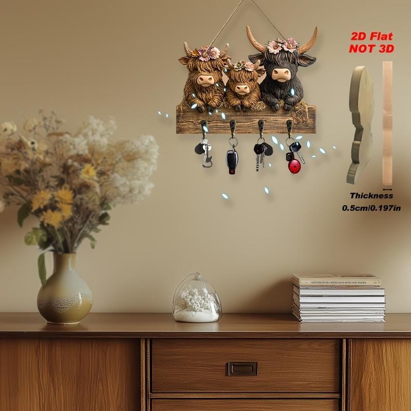 Cilifer®Rustic Highland Cow Wooden Hanging Ornament