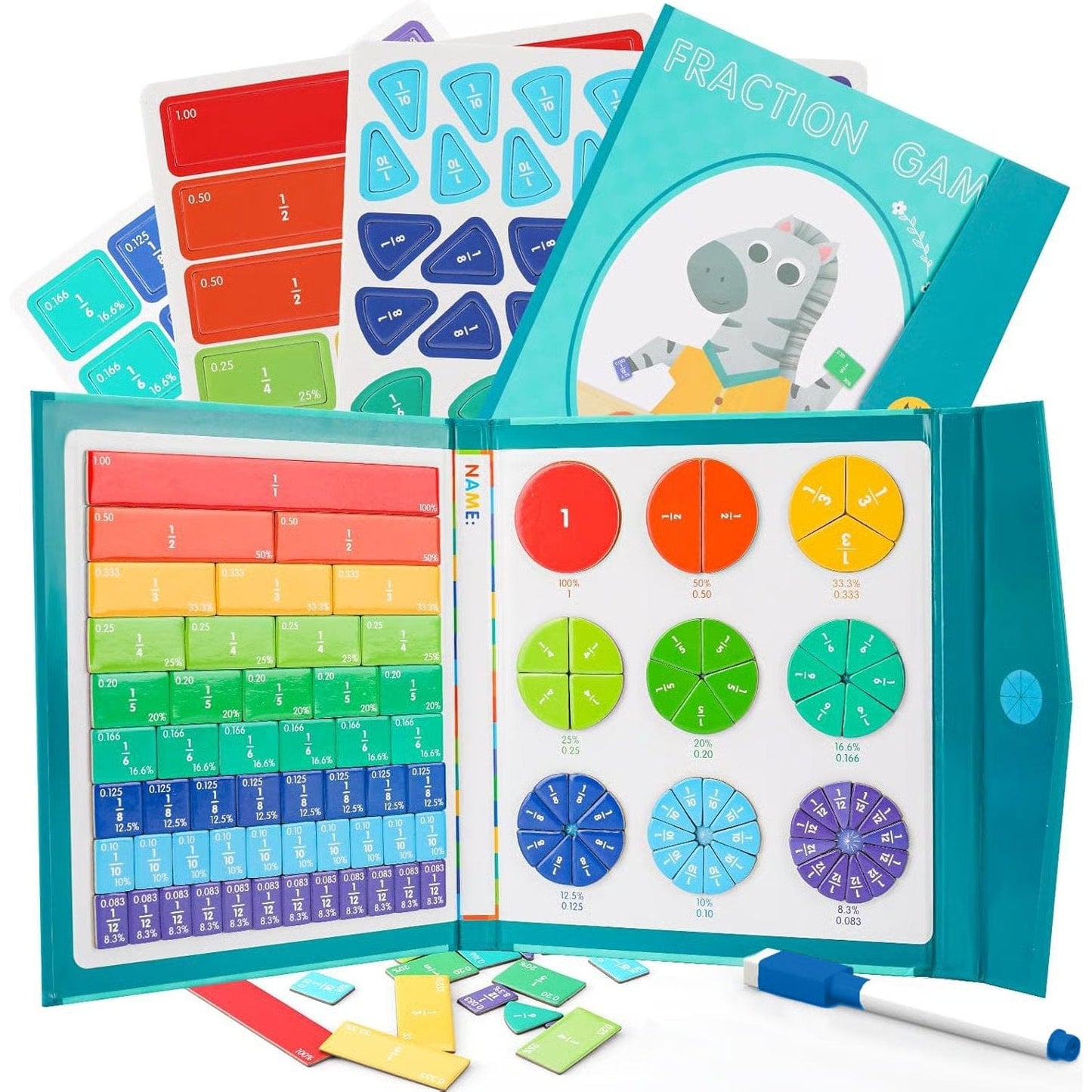 Cilifer®Magnetic Fraction Demonstration Book. 1 Set Math Teaching Aid