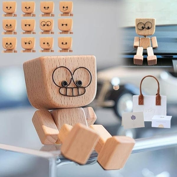 Cilifer®Charming Little Wooden Figure That Sways with 12PCS Magnetic Expressions