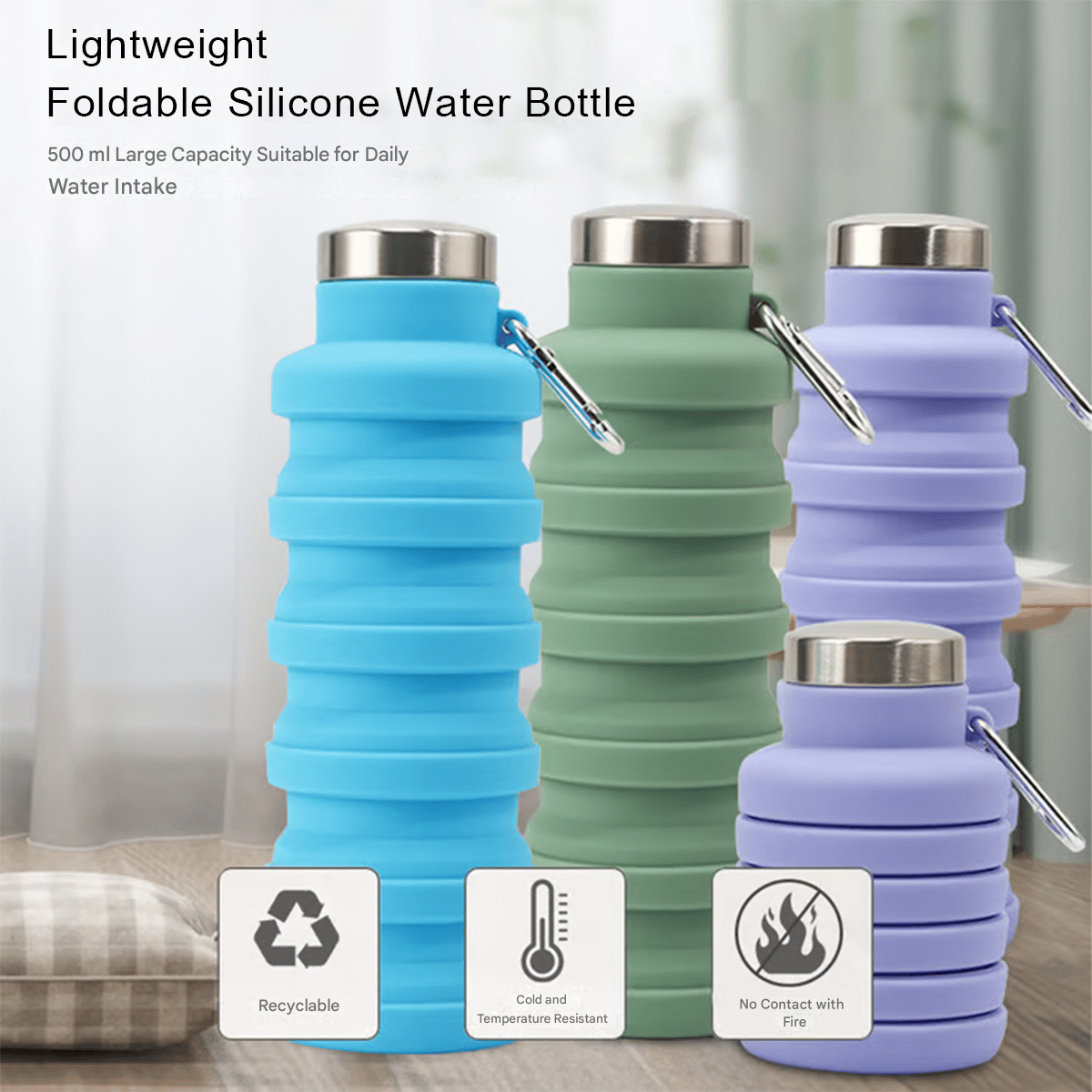 Cilifer®🏆Hot Sale🔥🔥Silicone foldable water bottle – Ideal for sports. travel & outdoor – Reusable & BPA-free