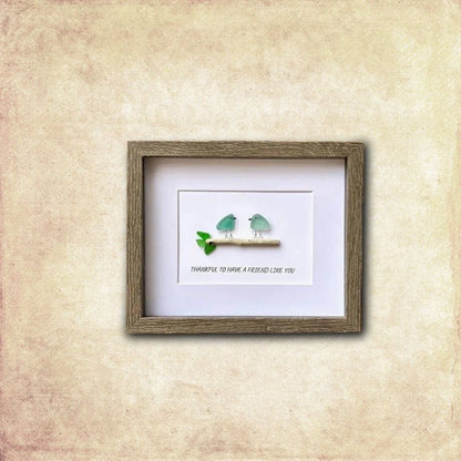 Cilifer®Handmade Friendship With Birds Sea Glass Framed Art