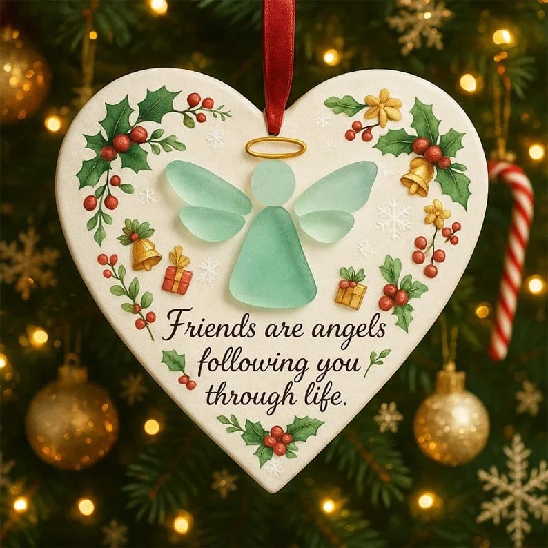 Cilifer®⏳LAST DAY SALE 49% OFF!⏰Heart-Shaped Sea Glass Angel Friendship Ornament✨ Shaped by Nature & Crafted by Hand