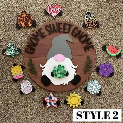 Cilifer®Season Promotion🌟Your Year-Round Festival of Creativity!🎄Interchangeable Wooden Gnome Welcome Sign🎈
