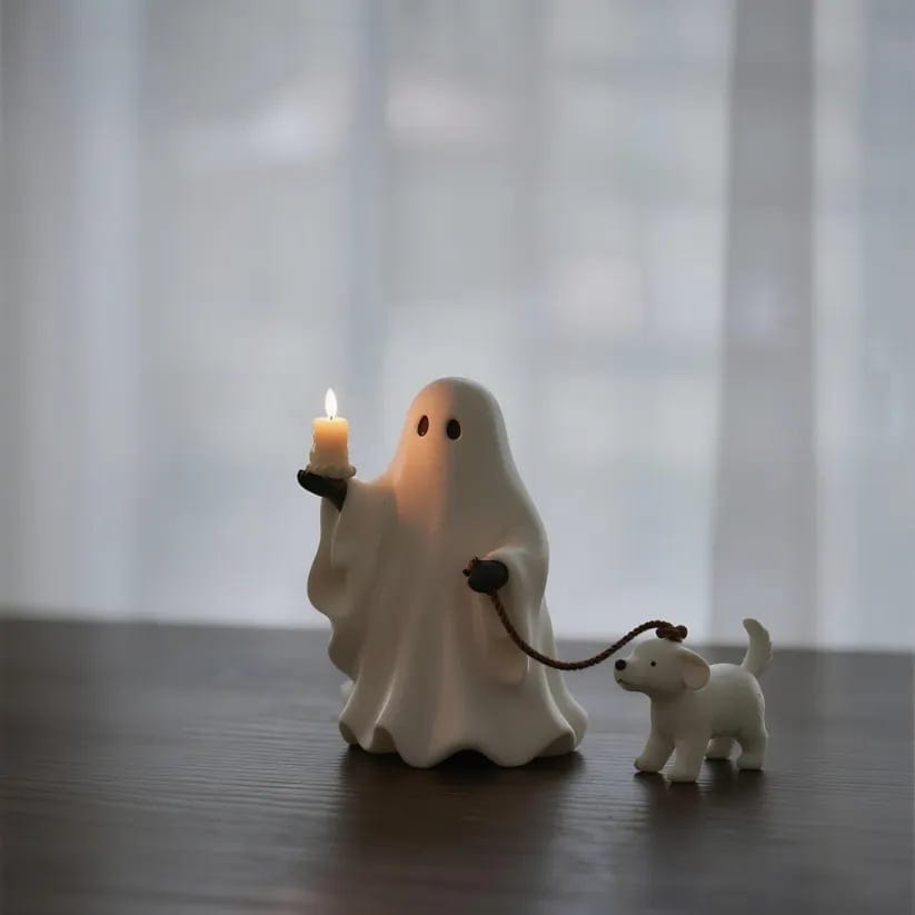 CZTICLE® Ghost & Pup Candle Holder | Whimsical Halloween Figurine