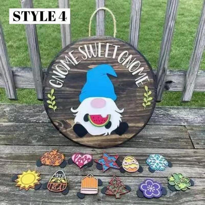 Cilifer®Season Promotion🌟Your Year-Round Festival of Creativity!🎄Interchangeable Wooden Gnome Welcome Sign🎈