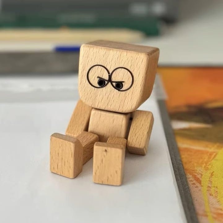 CZTICLE®Handmade Shaking Feet Wooden Doll - Sways with 12PCS Magnetic Expressions