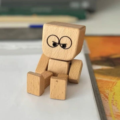 CZTICLE®Handmade Shaking Feet Wooden Doll - Sways with 12PCS Magnetic Expressions