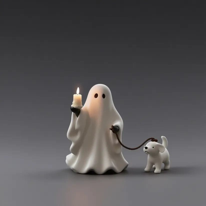 CZTICLE® Ghost & Pup Candle Holder | Whimsical Halloween Figurine