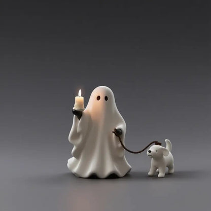 CZTICLE® Ghost & Pup Candle Holder | Whimsical Halloween Figurine