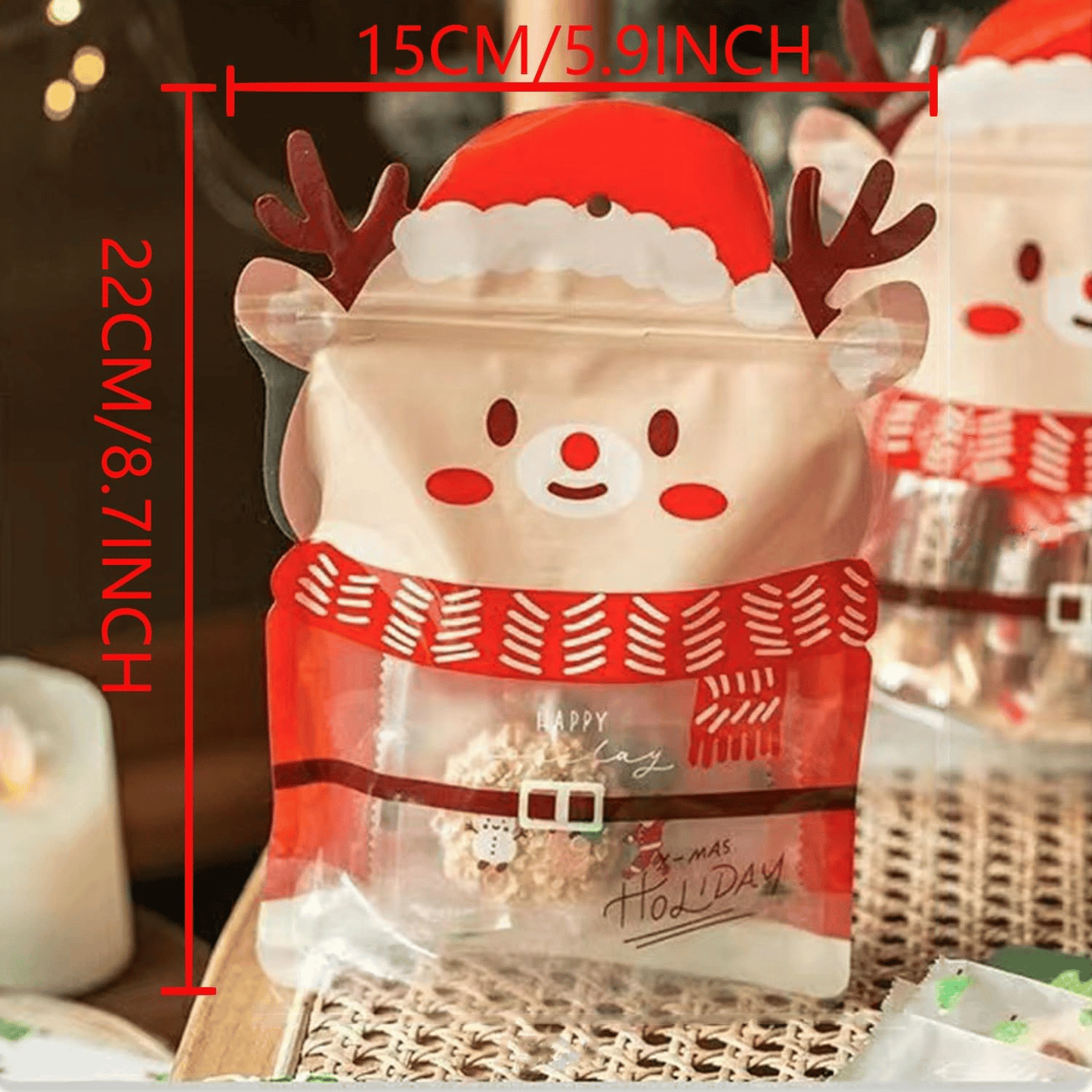 Cilifer®Christmas Treat Bags. Kids Xmas Sealable Bags With Handle 10 PCS