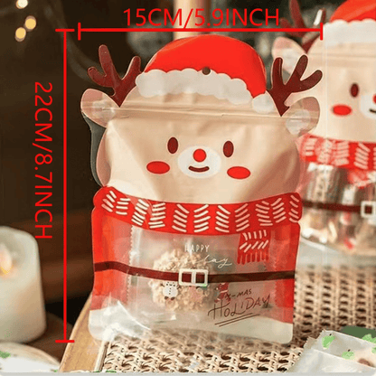 Cilifer®Christmas Treat Bags. Kids Xmas Sealable Bags With Handle 10 PCS
