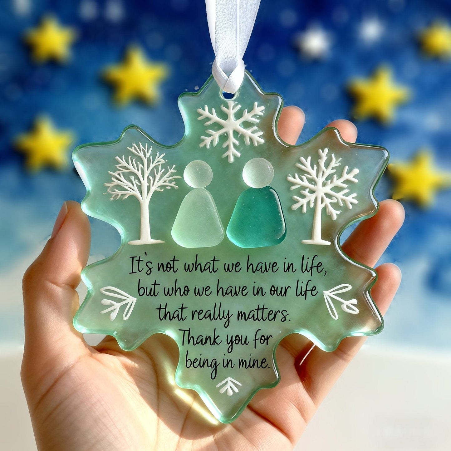 Cilifer®Snowflake-Shaped Sea Glass Friendship Decor Shaped by Nature & Crafted by Hand!