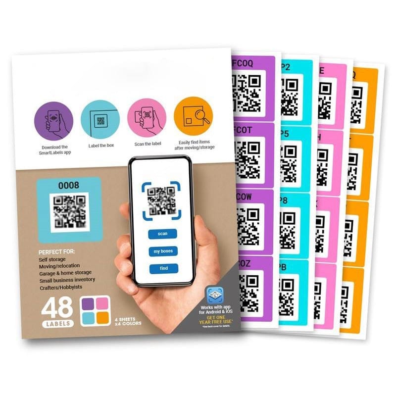 Cilifer®Original Color-Coded Scannable QR Labels (48 Pack)