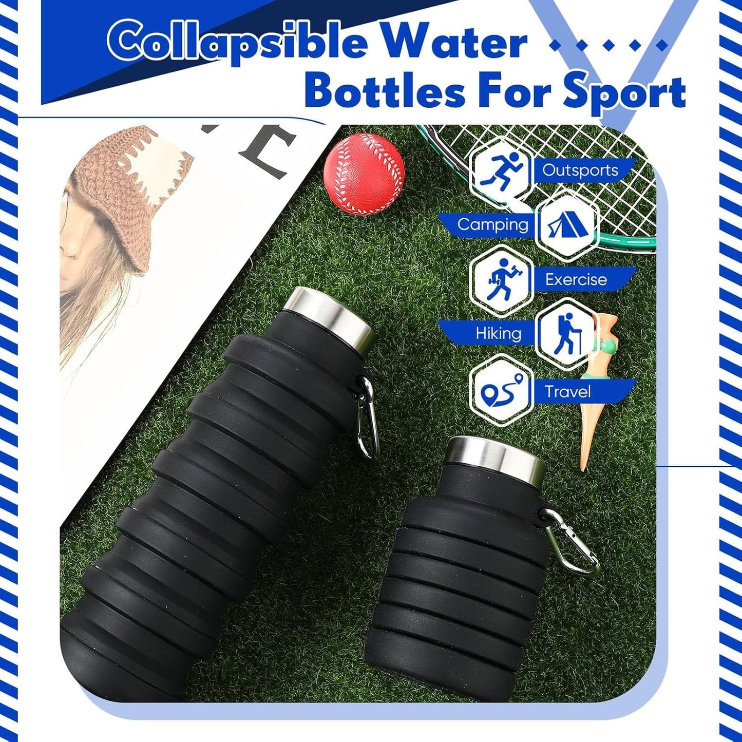 Cilifer®🏆Hot Sale🔥🔥Silicone foldable water bottle – Ideal for sports. travel & outdoor – Reusable & BPA-free