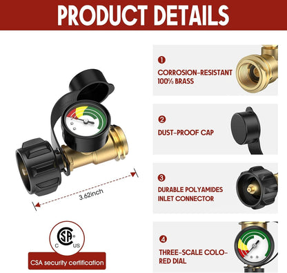 CZTICLE®Universal Propane Tank Gauge for 5-40 Pound LP Tanks | Gas Level Indicator for Grill. Heater. RV Camper. QCC1 Connection