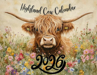 Cilifer®Highland Cow Calendar 2026 – Rustic Farmhouse Wall Art & Monthly Planner
