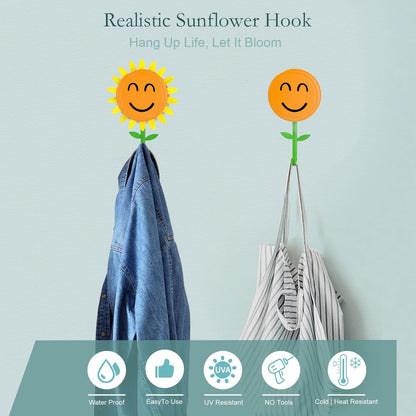 CZTICLE®Sunflower Wall Hook for Hanging 8.8Ib(Max). Retractable Flower Design. Strong Self-Adhesive Wall Hooks. Traceless & Waterproof. No-Nail Hangers for Bags. Towels – Home Decor. Bathroom. Kitchen