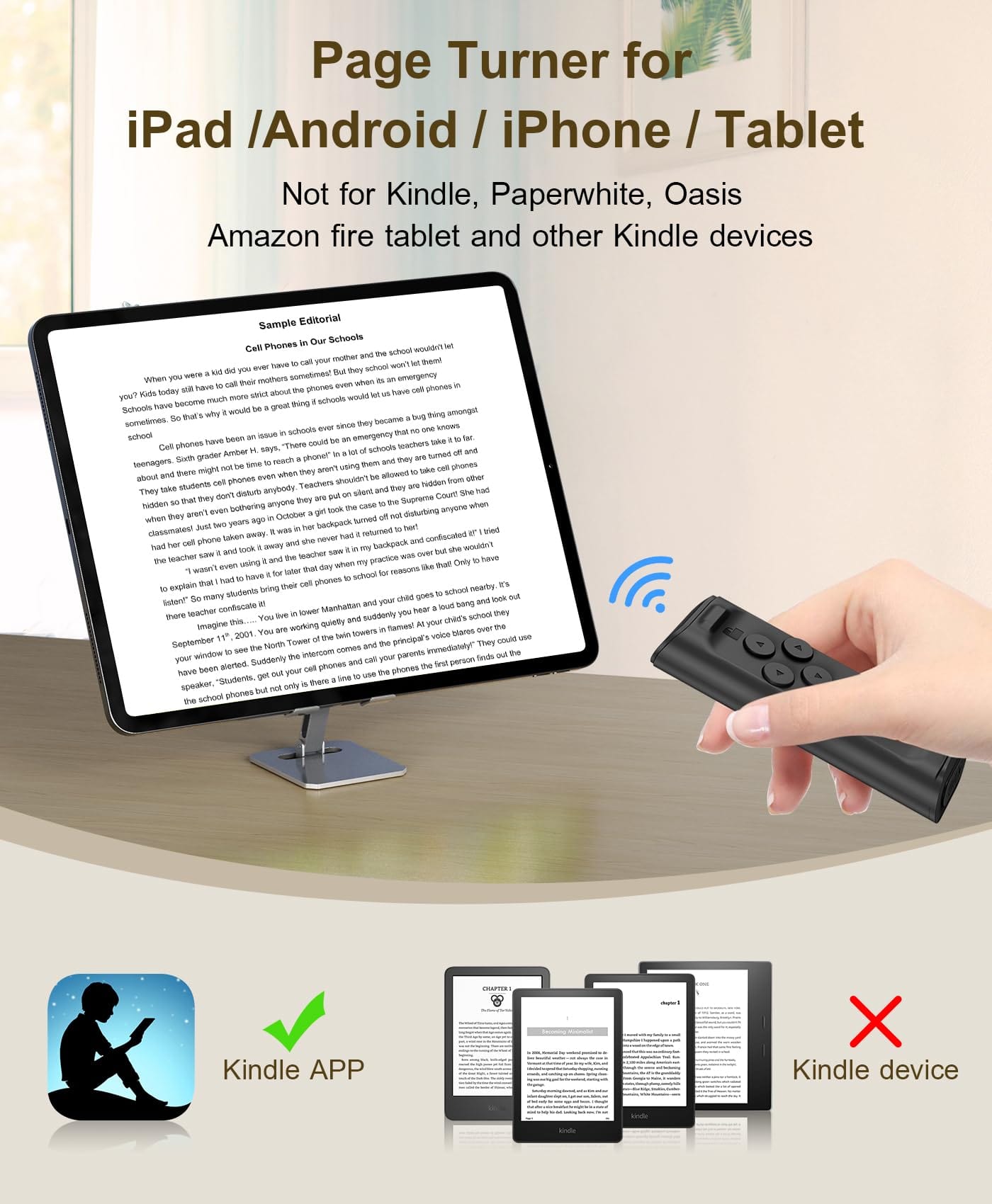 Cilifer®Remote Control Scrolling for TikTok. Page Turner for Kindle App. Camera Camcorder Remote Controls. Scrolling Remote for TikTok/iOS/Android/iPad/iPhone/Tablet with Phone Stand Black