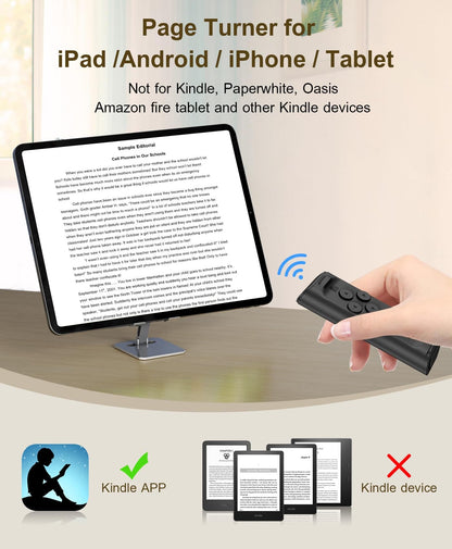 Cilifer®Remote Control Scrolling for TikTok. Page Turner for Kindle App. Camera Camcorder Remote Controls. Scrolling Remote for TikTok/iOS/Android/iPad/iPhone/Tablet with Phone Stand Black
