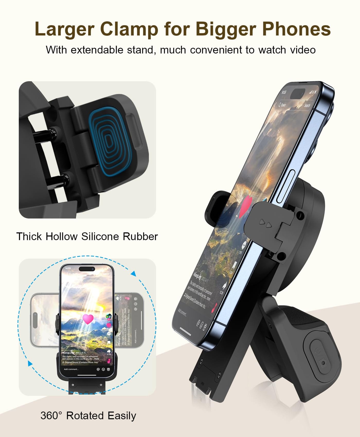Cilifer®Remote Control Scrolling for TikTok. Page Turner for Kindle App. Camera Camcorder Remote Controls. Scrolling Remote for TikTok/iOS/Android/iPad/iPhone/Tablet with Phone Stand Black