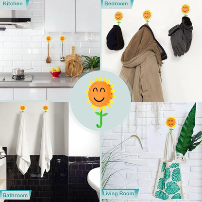 CZTICLE®Sunflower Wall Hook for Hanging 8.8Ib(Max). Retractable Flower Design. Strong Self-Adhesive Wall Hooks. Traceless & Waterproof. No-Nail Hangers for Bags. Towels – Home Decor. Bathroom. Kitchen
