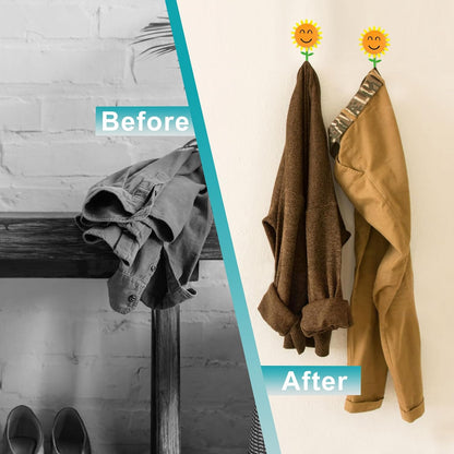 CZTICLE®Sunflower Wall Hook for Hanging 8.8Ib(Max). Retractable Flower Design. Strong Self-Adhesive Wall Hooks. Traceless & Waterproof. No-Nail Hangers for Bags. Towels – Home Decor. Bathroom. Kitchen