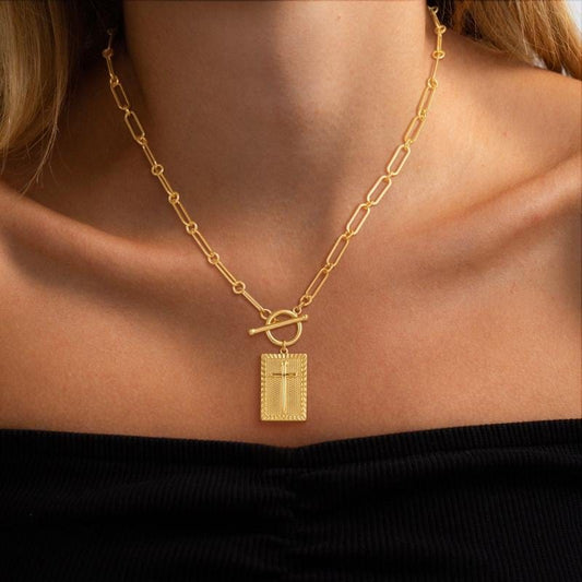 Cilifer®✝️ Cross Pendant Paperclip Chain Necklace.  Unisex. Waterproof and Sweat-Resistant