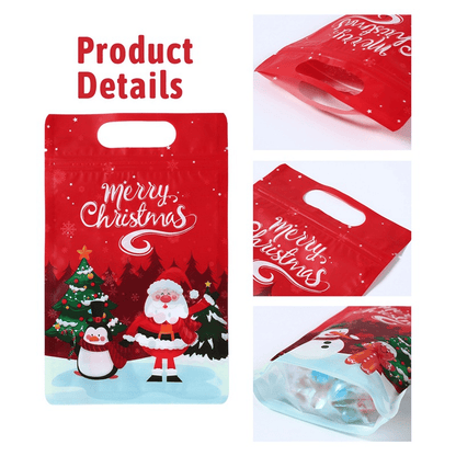 Cilifer®Christmas Treat Bags. Kids Xmas Sealable Bags With Handle 10 PCS