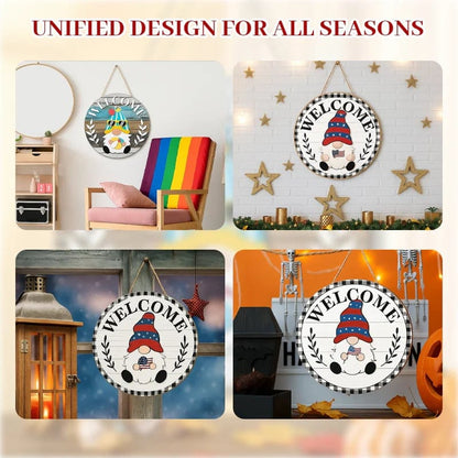 Cilifer®Season Promotion🌟Your Year-Round Festival of Creativity!🎄Interchangeable Wooden Gnome Welcome Sign🎈