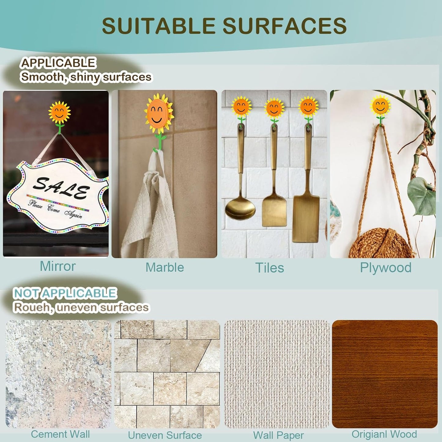 CZTICLE®Sunflower Wall Hook for Hanging 8.8Ib(Max). Retractable Flower Design. Strong Self-Adhesive Wall Hooks. Traceless & Waterproof. No-Nail Hangers for Bags. Towels – Home Decor. Bathroom. Kitchen