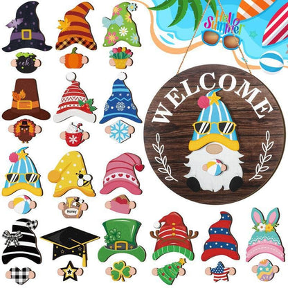 Cilifer®Season Promotion🌟Your Year-Round Festival of Creativity!🎄Interchangeable Wooden Gnome Welcome Sign🎈