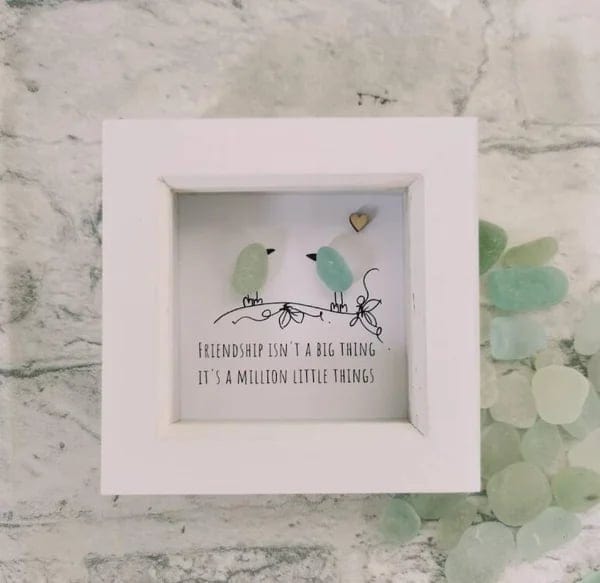 Cilifer®Handmade Friendship With Birds Sea Glass Framed Art