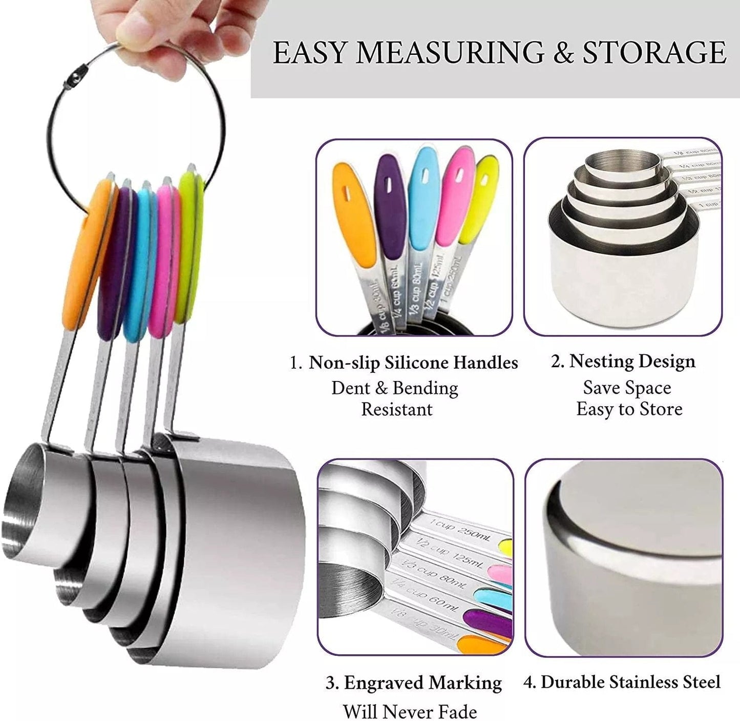 Cilifer®Stainless Steel Magnetic Measuring Spoons Set