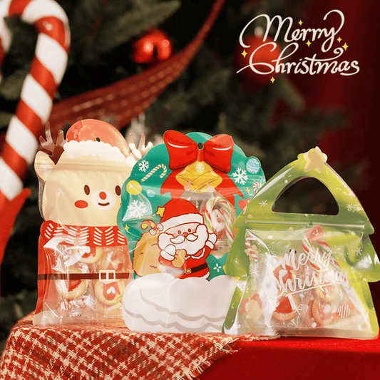 Cilifer®Christmas Treat Bags. Kids Xmas Sealable Bags With Handle 10 PCS